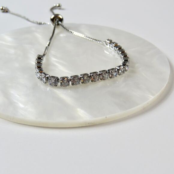 Zales Silver Bracelet with White Stones - Picture 3 of 7